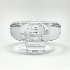 Dansk Lead Crystal Candle Taper Holder Heavy MCM Round 2.5” Tall 3.75” Wide